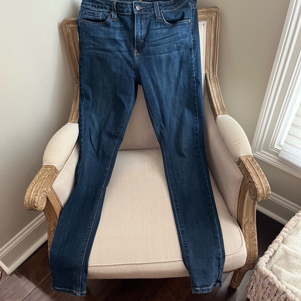 Skinny blue jeans! Super comfortable with some give to them! Like new!